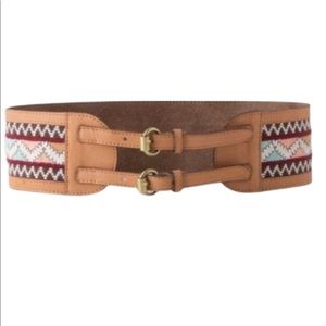 Anthro -Embroidered Aztec Zephyr Corset Leather Belt S EUC
